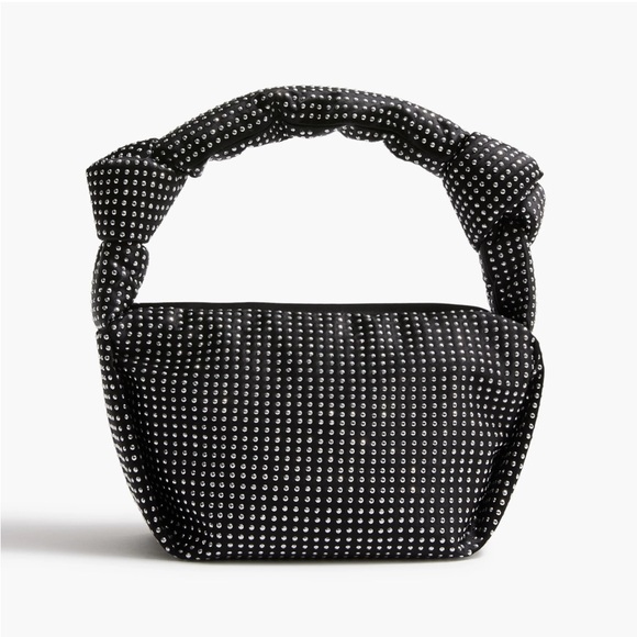 J. Crew Handbags - NWT J. Crew Lightweight Studded Double-Knot Handbag Black Silver Jeweled Bag